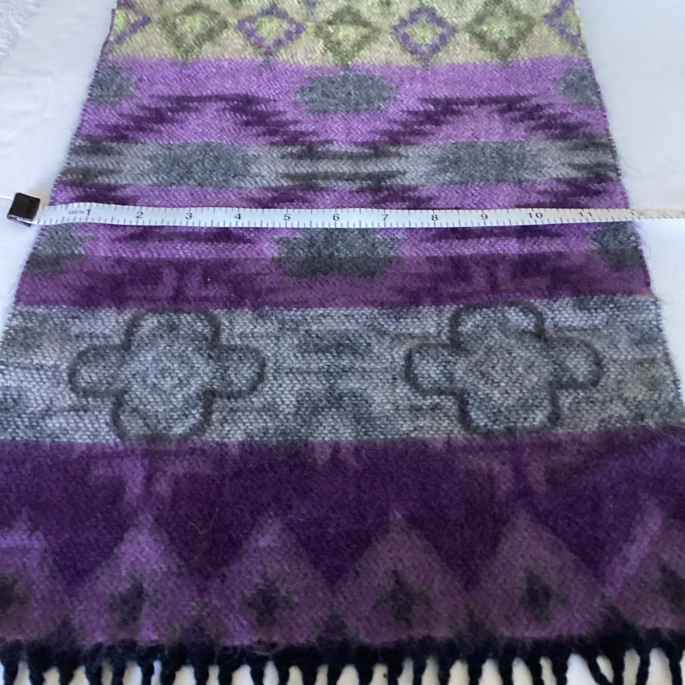 Vintage 100% Cashmere Scarf Made in Germany Hand Woven Purple Black Abstract - Picture 4 of 12
